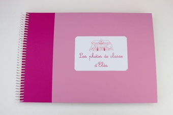 Album photos de classe bicolore rose et fuchsia personnalisé