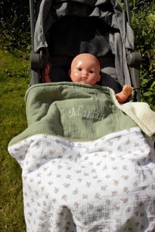 Couverture bébé bicolore Oeko-tex personnalisée (2 tailles au choix)