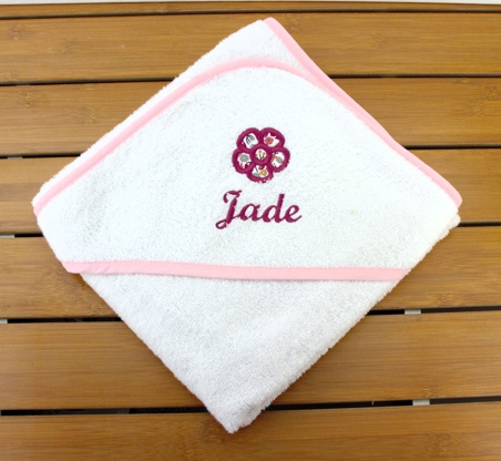 Cape de bain Bébé avec nom imprimé (Sparkle) Rose, Châle, serviette de  bébé