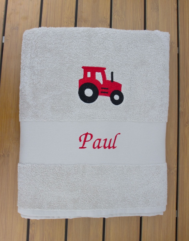 Serviette De Bain APTEX Motif Tracteur - 70x140 Cm, 100% Coton | Pour Adolescent, Lavable Machine