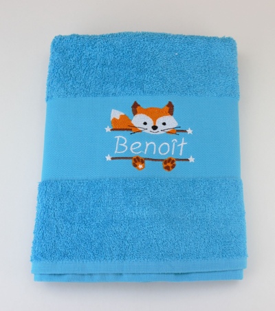 Serviette avec renard et prénom