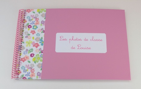 Album pour photos de classe rose et liberty rose et turquoise