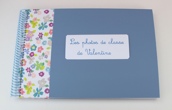 Album pour photos de classe bleu-gris et liberty bleu et rose