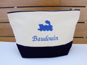 Trousse de toilette bicolore personnalisée avec motif