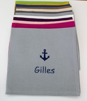 Serviette gris clair et marine M