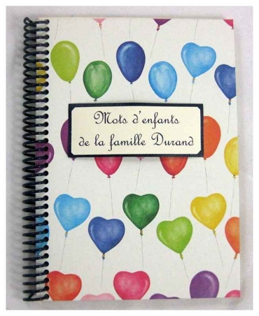 Carnet mots d'enfants ballons personnalisé