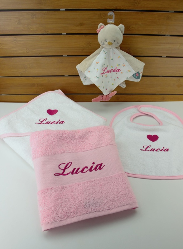 Cadeau Nouveau Né Coton Kit Cadeau Naissance Personnalisé Lapin Doudou - Cape De Bain, Bavoirs Et Serviette En Coton 100% Bio | Cadeau Bébé Fille Garçon Cape De Bain Personnalisé Bébé