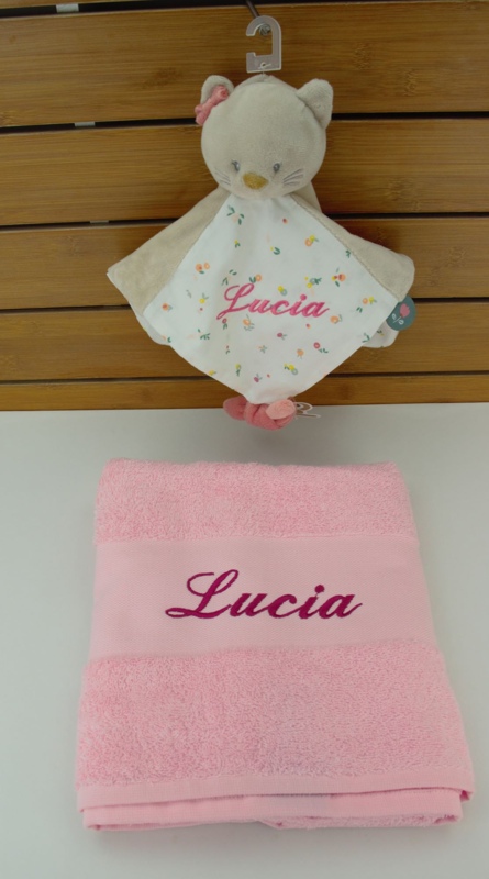 Doudou Personnalisé En Mousseline Bio Pour Bébé - Brodé Au Nom De L'enfant - 30x30 Cm - Cadeau Nouveau-né, Lange, Bavoir