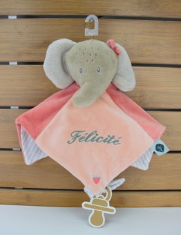 Doudou L'éléphant  rose Nattou personnalisable