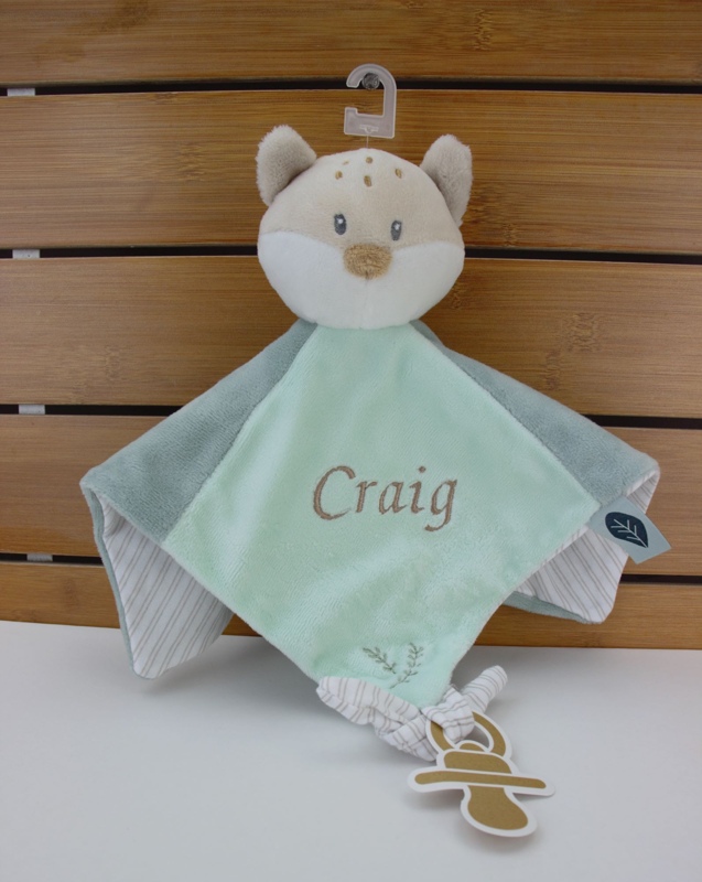 Doudou Lapin Personnalisable Avec Prénom Brodé – 27×27 Cm – Coton Bio – Jaune