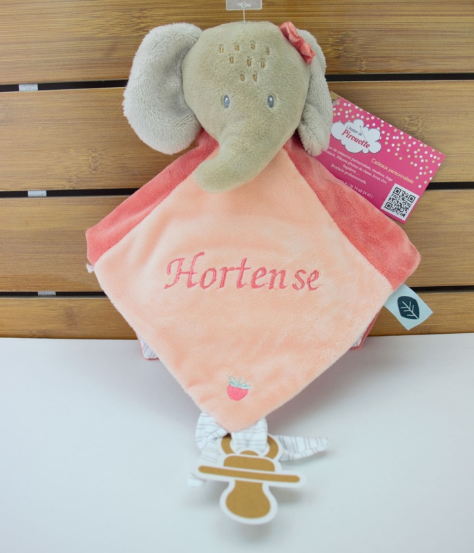 Doudou L'éléphant rose Nattou personnalisé Doudou L'éléphant rose Nattou personnalisé