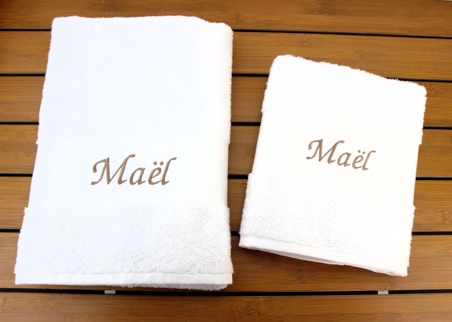 Drap De Bain Personnalisé Coton 100% Avec Prénom – 70x140 Cm – Cadeau Idéal Anniversaire, Noël, Naissance (Blanc)