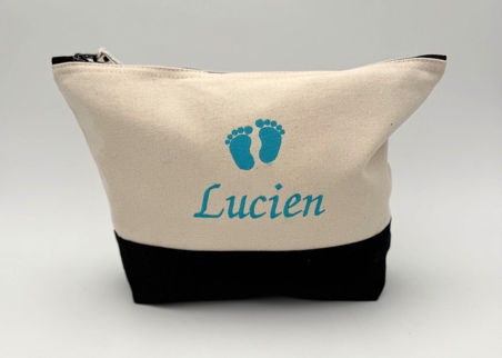 Trousse de toilette bicolore personnalisée avec motif