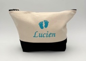 Trousse de toilette bicolore personnalisée avec motif