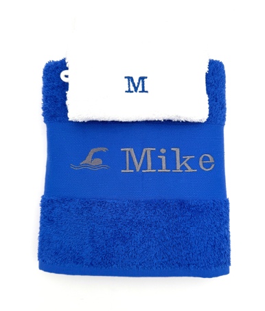 Serviette de toilette avec motif et gant de toilette