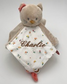 Doudou Chat Nattou beige personnalisé Doudou Chat Nattou beige personnalisé