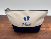Trousse de toilette bicolore personnalisée avec motif