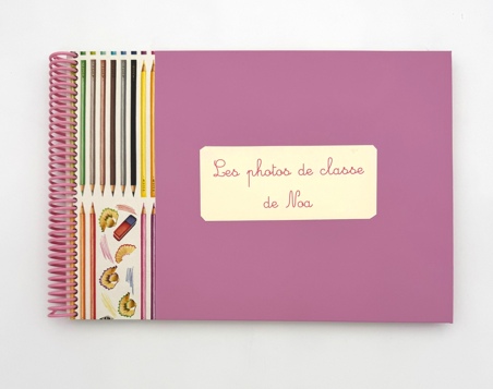 Album pour photos de classe Rose et crayons