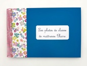 Album enseignant Turquoise et liberty turquoise et rose