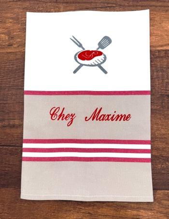 Torchon à rayures Grillade cotelette