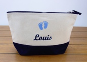 Trousse de toilette bicolore personnalisée avec motif Trousse de toilette bicolore personnalisée avec motif