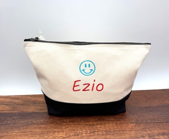 Trousse de toilette bicolore personnalisée avec motif