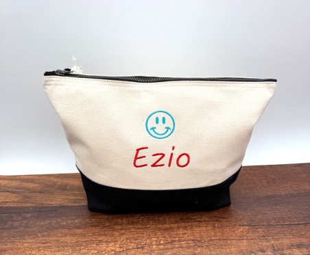 Trousse de toilette bicolore personnalisée avec motif