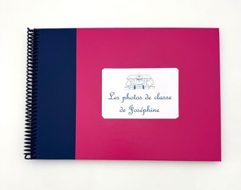Album photos de classe bicolore fuchsia et marine