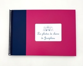 Album photos de classe bicolore fuchsia et marine