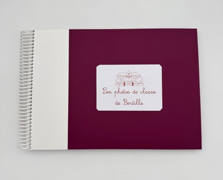 Album photos de classe bicolore bordeaux et blanc personnalisé