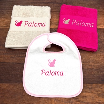 Ensemble naissance 2 serviettes et bavoir personnalisés