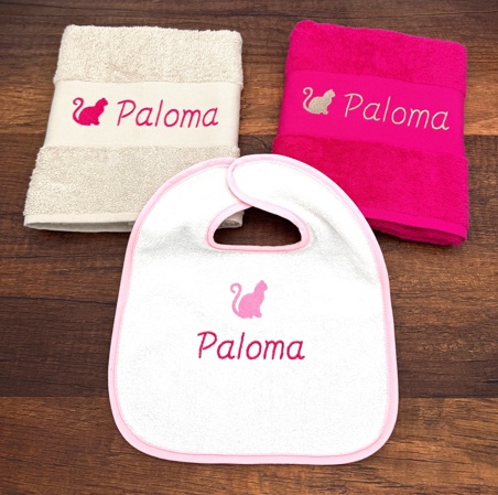 Ensemble naissance 2 serviettes et bavoir personnalisés