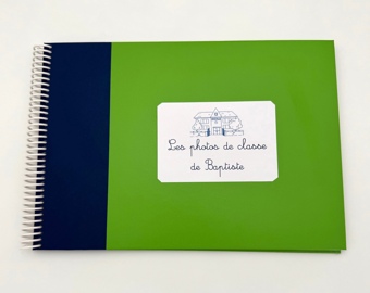 Album photos de classe bicolore vert et bleu personnalisé