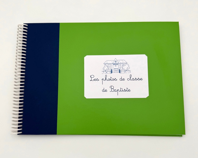Album photos de classe bicolore vert et bleu personnalisé Album photos de classe bicolore vert et bleu personnalisé