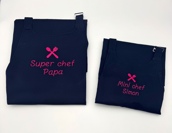 Duo Tabliers adulte et enfant assortis avec motif