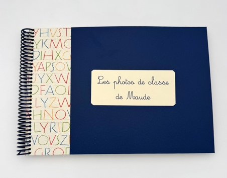 Album pour photos de classe bleu et leçon d'écriture