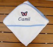 Drap de bain et Cape de bain avec motif en liberty personnalisée