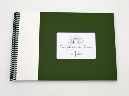 Album photos de classe bicolore vert foncé et blanc