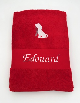 Drap de bain chien et sa laisse
