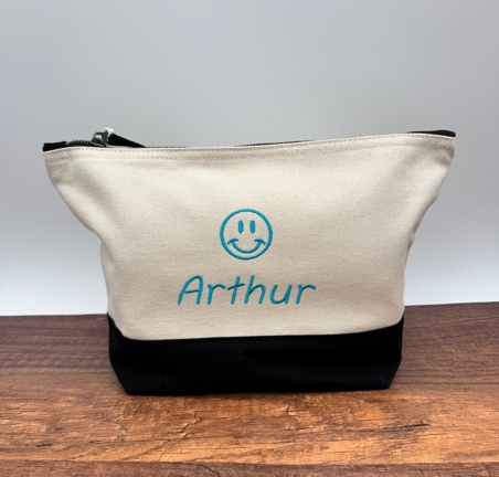 Trousse de toilette bicolore personnalisée avec motif