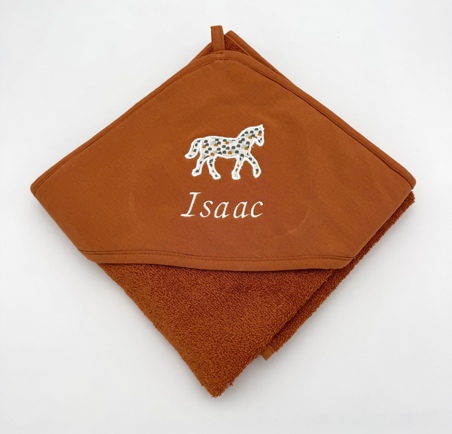 Cape de bain couleur avec motif en tissu appliqué