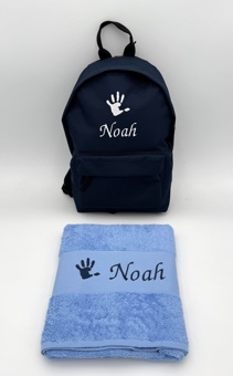 Sac à dos personnalisé et serviette assortie