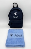 Sac à dos personnalisé et serviette assortie Sac à dos personnalisé et serviette assortie