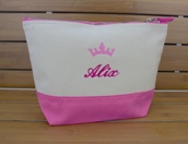 Trousse de toilette bicolore personnalisée avec motif