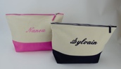 Trousse de toilette bicolore personnalisée avec motif