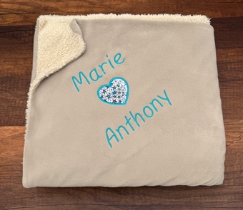 Plaid sherpa personalisé Liberty Coeur et 2 prénoms