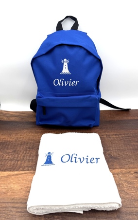 Sac à dos personnalisé et serviette assortie