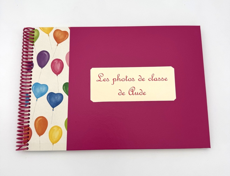 Album pour photos de classe fuchsia et ballons