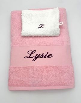Drap de bain personnalisé et gant de toilette assorti