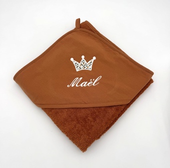 Cape de bain couleur avec motif en tissu appliqué